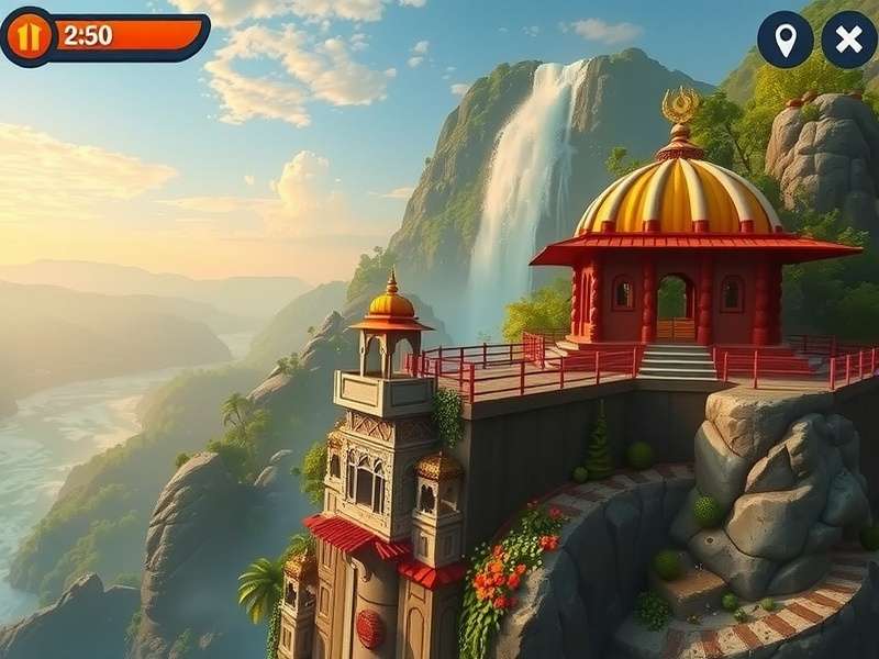 Rishikesh Cascade Conqueror level design showing Indian architecture
